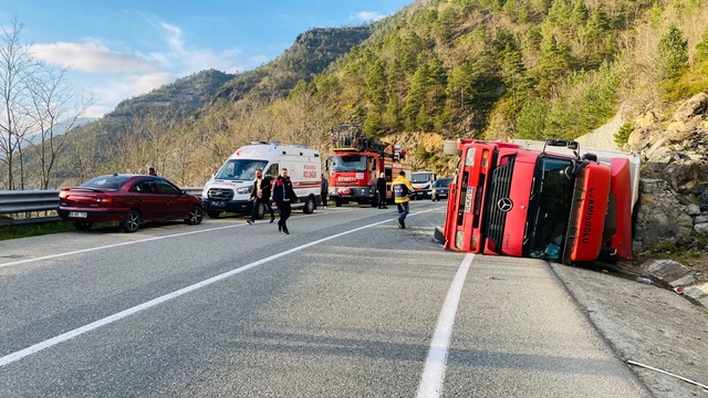Artvin'den devrilen TIR'ın şoförü yaralandı