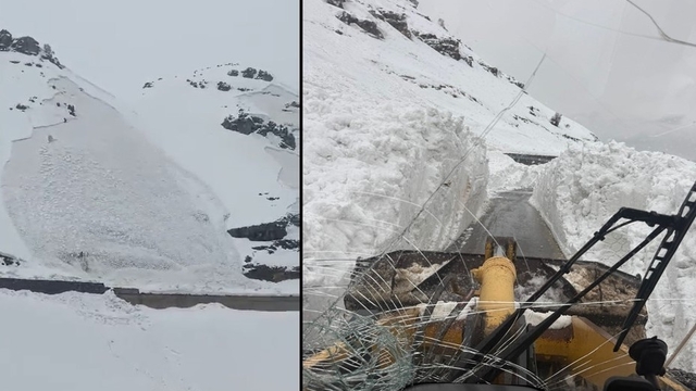 Hakkari'de düşen çığ görüntülendi