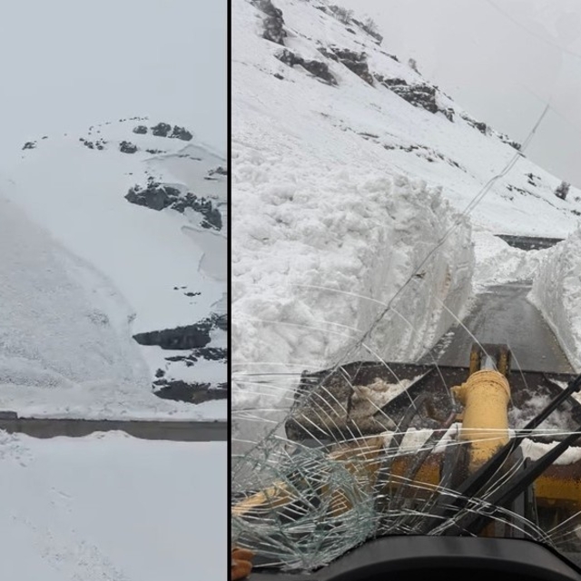 Hakkari'de düşen çığ görüntülendi