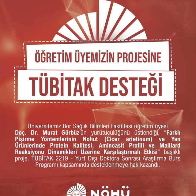NÖHÜ projesi TÜBİTAK tarafından desteklenmeye hak kazandı