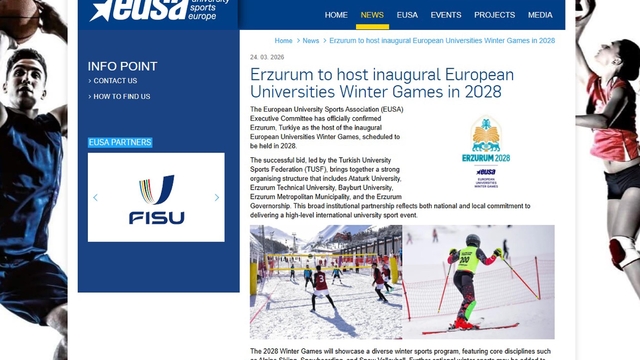 Erzurum, 2028 Avrupa Üniversiteler Kış Oyunları'na ev sahipliği yapacak