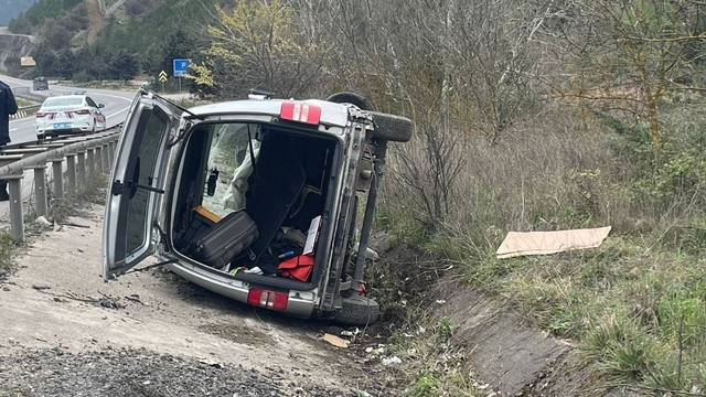 Bilecik'te hafif ticari aracın yol kenarına devrildiği kazada 2 kişi yaraladı