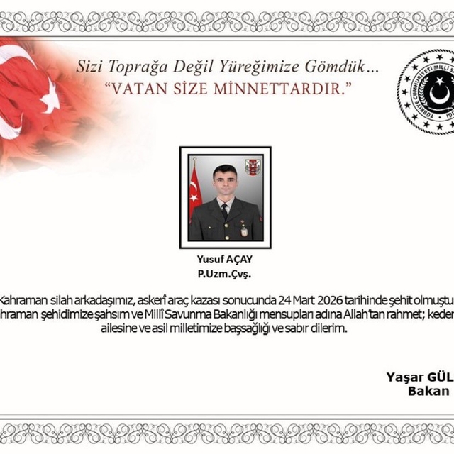 Ağrı'da askeri araç kazası: 1 uzman çavuş şehit oldu