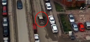 Denetimden kaçmak için aracıyla ters şeride giren sürücü dronla tespit edildi