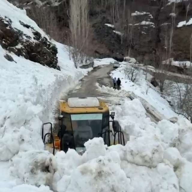Bahçesaray'da yola çığ düştü