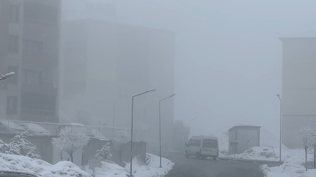 Yüksekova'da yoğun sis seyirlik görüntüler oluşturdu