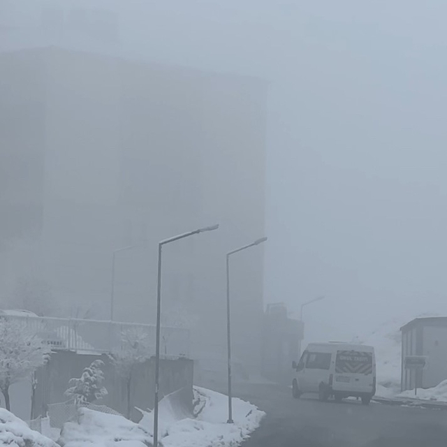 Yüksekova'da yoğun sis seyirlik görüntüler oluşturdu