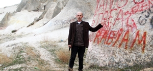 Kayseri'de peribacalarına sprey boyalı tahribat