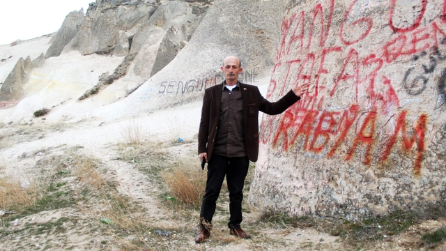 Kayseri'de peribacalarına sprey boyalı tahribat