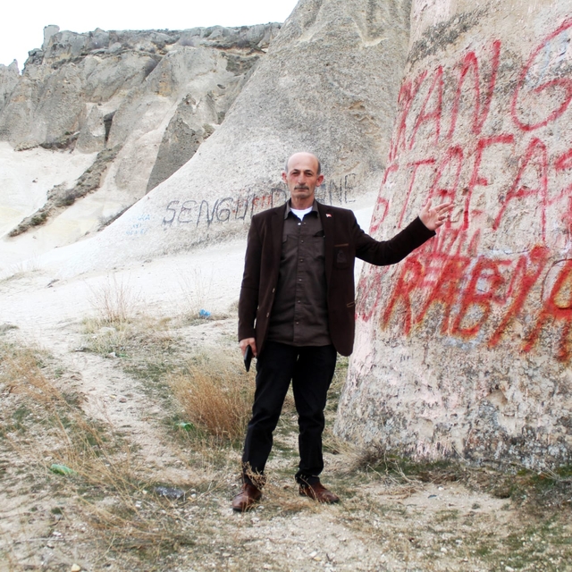 Kayseri'de peribacalarına sprey boyalı tahribat
