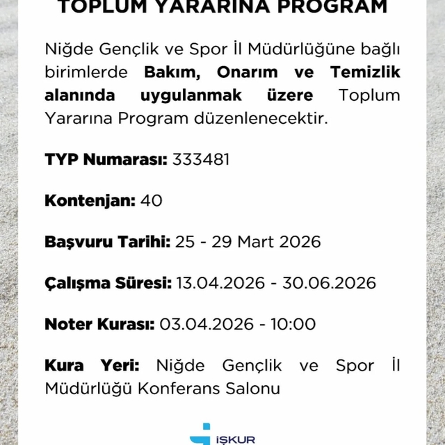 Niğde'de kamu kurumlarına 4 daimi, 110 geçici personel alımı yapılacak