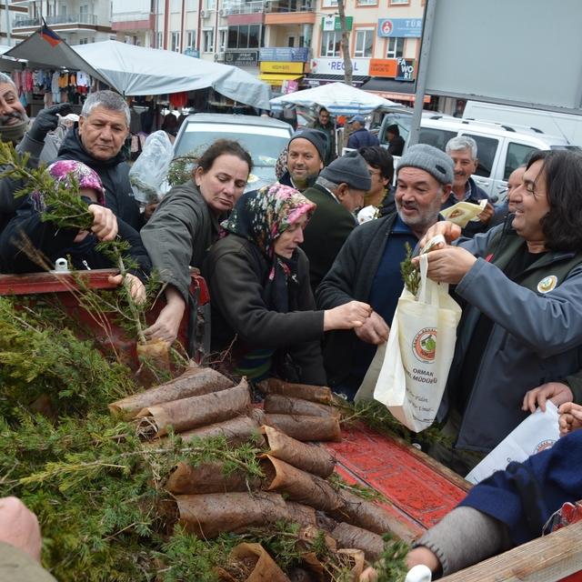 Korkuteli Orman İşletme Müdürlüğü 1000 fidan dağıtımı yaptı
