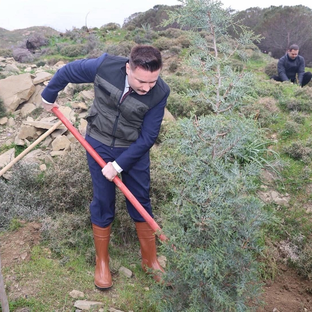 Gökçeada'da fidanlar toprakla buluştu