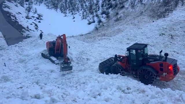 Şırnak'ta ekipler, çığ nedeni ile kapanan köy yolunu açmak için seferber oldu