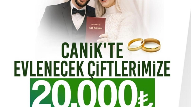 Bu ilçede evlenecek çiftlere 20 bin TL maddi destek