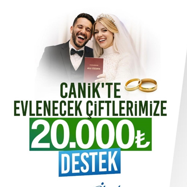 Bu ilçede evlenecek çiftlere 20 bin TL maddi destek