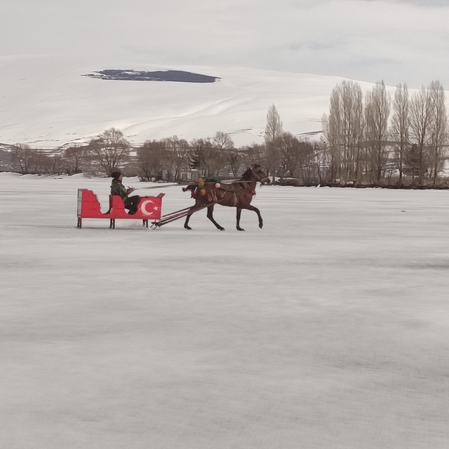 Çıldır Gölü'nde atlı kızak sezonu sona eriyor