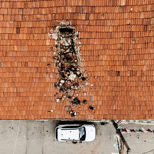 Çürüyen baca otomobilin üzerine yıkıldı
Şans eseri ölen yada yaralanan olma...
