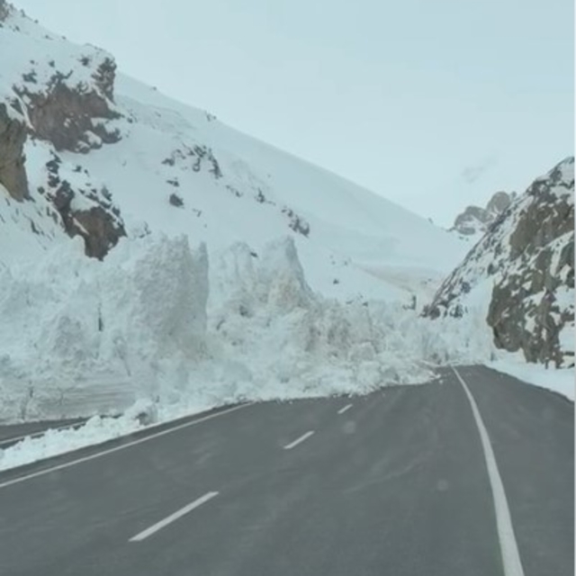 Van-Hakkari kara yoluna çığ düştü, araçlar mahsur kaldı