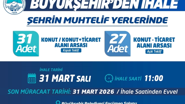 Kayseri Büyükşehir 58 adet arsa satacak