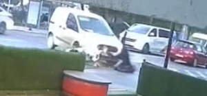 Tekirdağ'da otomobille çarpışan motosikletlinin yaralandığı kaza kamera