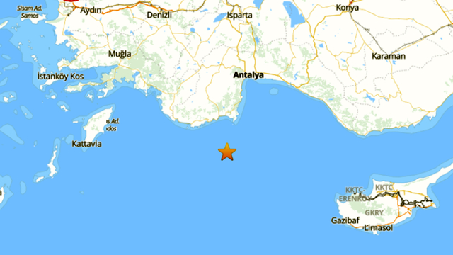 Akdeniz'de 4,2 büyüklüğünde deprem