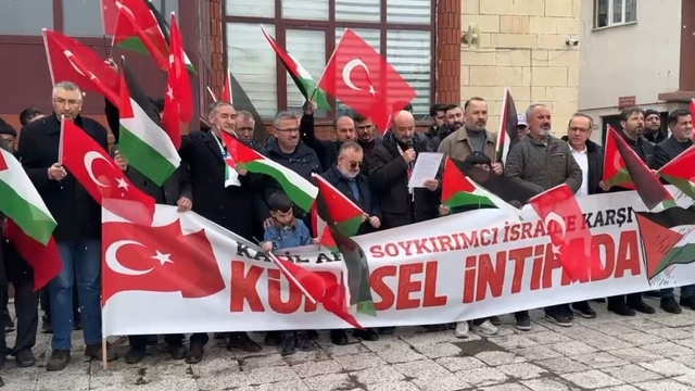 Ardahan'da İsrail'in Filistinli esirleri hedef alan "idam yasası" protesto edildi