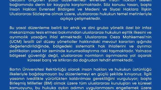 BARÜ'den, İsrail'e yasal düzenleme tepkisi
