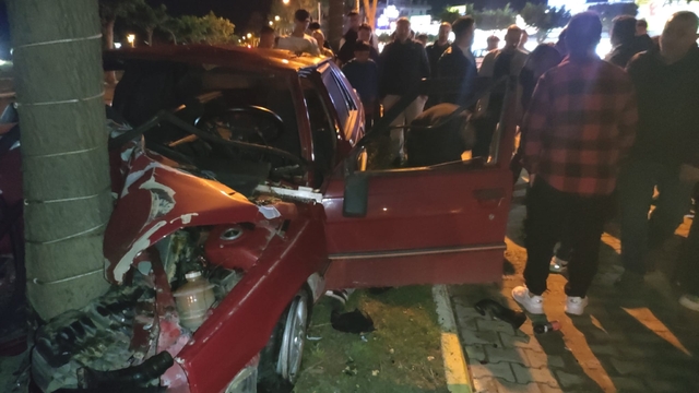 Alanya'da ağaca çarpan otomobilin sürücüsü yaralandı
