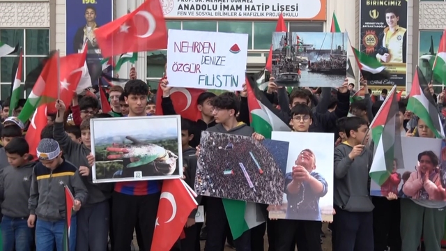 Gaziantep'te öğrencilerden Filistinlilere yönelik idam kararına tepki