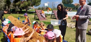 Yenipazar'da mantar atölyesine katılan miniklerden üretime ilk adım