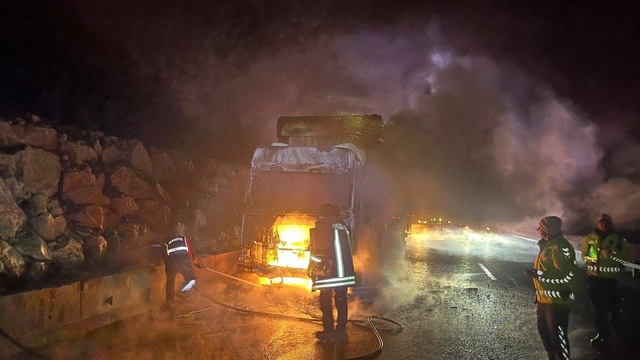 Bilecik'te seyir halindeki tır bir anda alev aldı