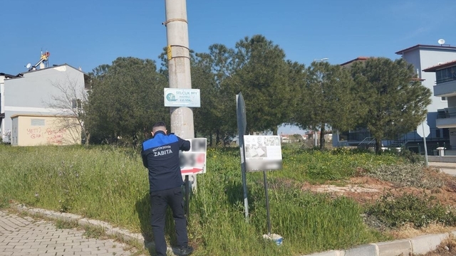 Denizli'de kaçak reklam panoları tek tek kontrol ediliyor