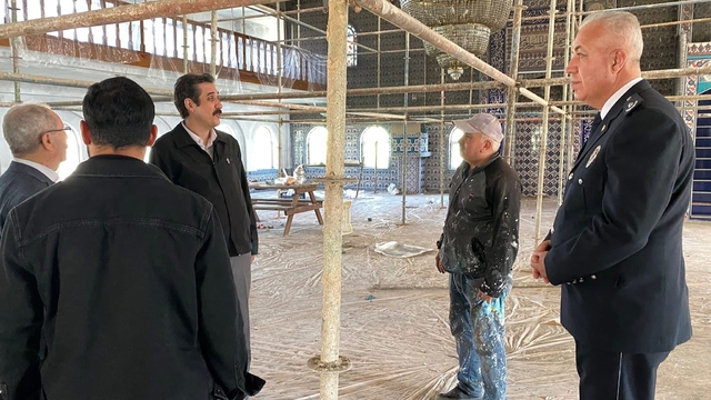 Bozyazı'da yangında zarar gören camide çalışmalar devam ediyor