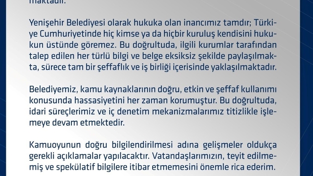 Başkan Özyiğit'ten operasyon açıklaması: "Hukuka güvenimiz tam"