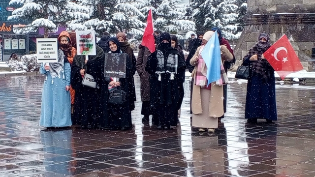 Erzurum'da sağlıkçılar kar altında 126. kez Gazze için yürüdü