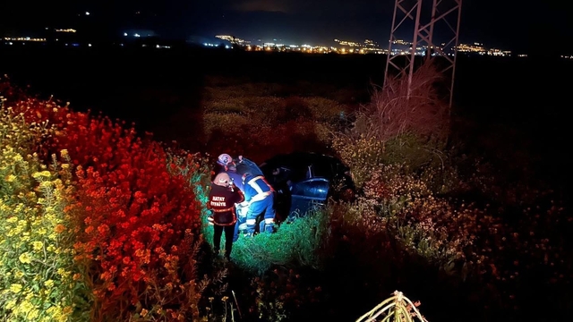 Kırıkhan'da tarlaya uçan otomobilin sürücüsü yaralandı