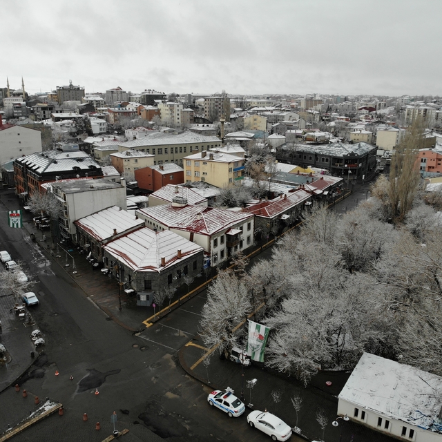 Kars'ta nisan ayında ağaçlar kırağı tuttu
