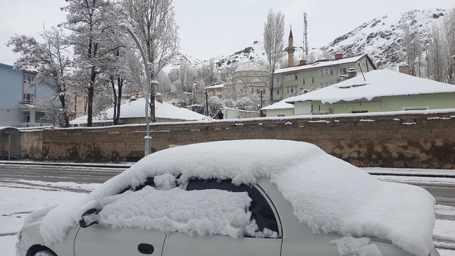 Başkale'de nisan ayında kar yağışı