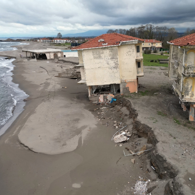 Deniz 100 metre içeri girdi, villalar çöktü
Sahilde erozyona uğrayan yapıla...