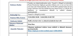 Meteorolojiden Bingöl ve Tunceli için zirai don uyarısı