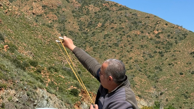 Trabzonlu öğrencilerin hazırladığı tohum topları Marmaris'te sapanlarla toprağa atıldı