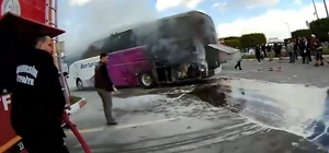 Yolcu otobüsünde çıkan yangın büyümeden söndürüldü