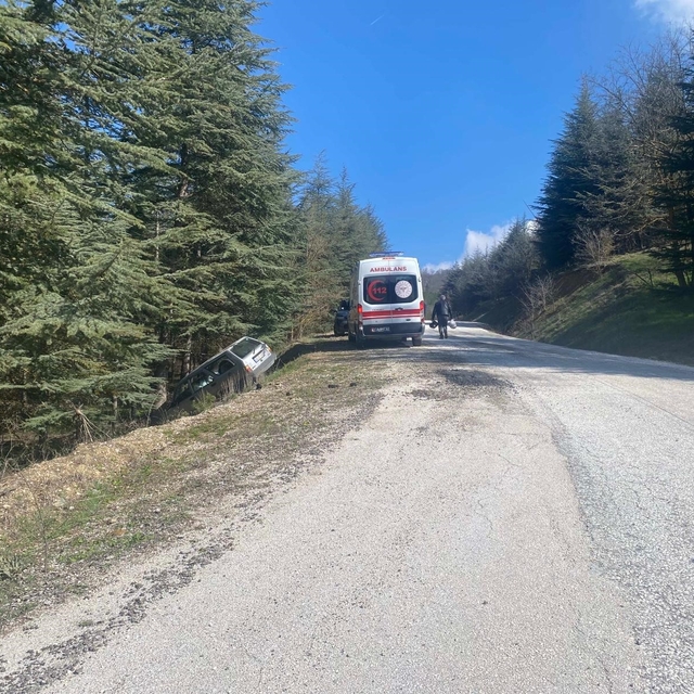 Sürücüsünün direksiyon hâkimiyetini kaybettiği otomobil ormanlık alana savr...