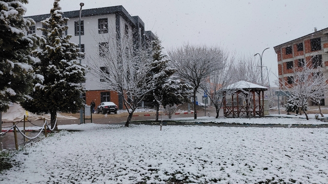 Tokat'ın Başçiftlik ilçesinde kar yağışı etkili oluyor