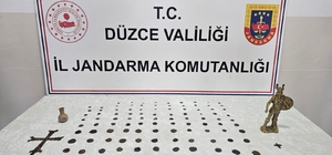 Düzce'de 136 parça tarihi eser ele geçirildi; 2 gözaltı