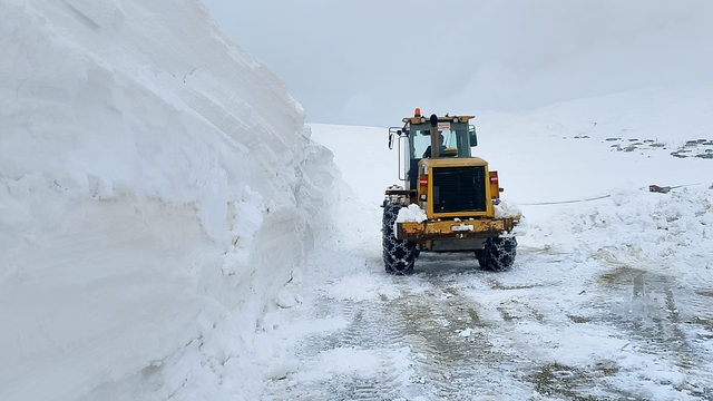 Erzurum kırsalında karla mücadeleye devam