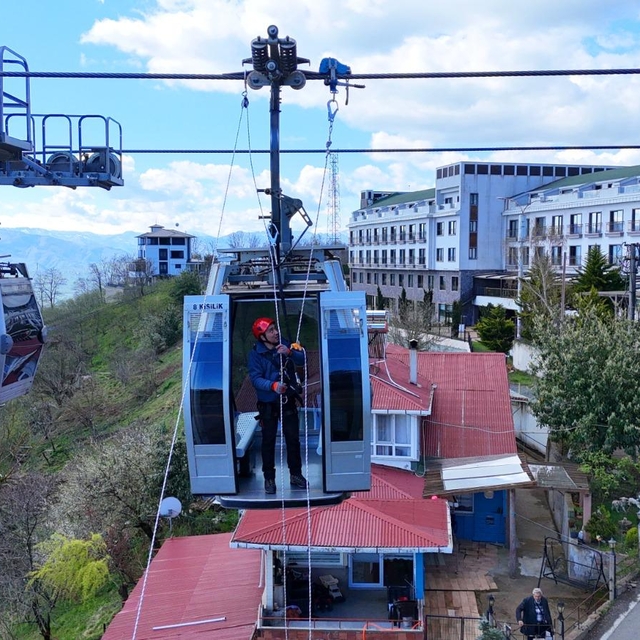 Ordu'da teleferik hattında kurtarma tatbikatı yapıldı