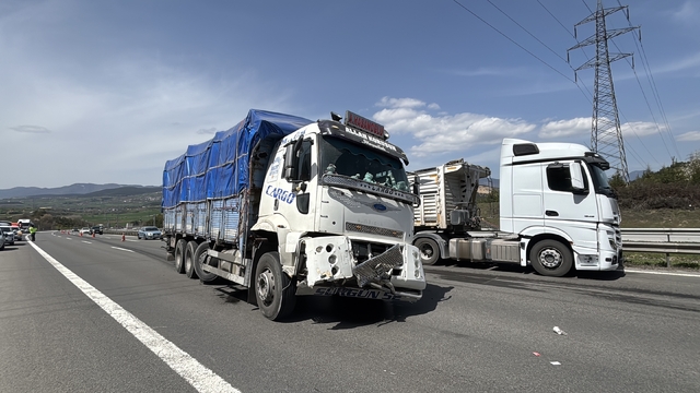 TEM'de tırdan kopan lastik kamyonun altına girdi
