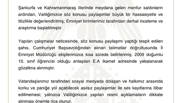 Sivas'ta tehdit paylaşımı yapan bir öğrenci gözaltına alındı